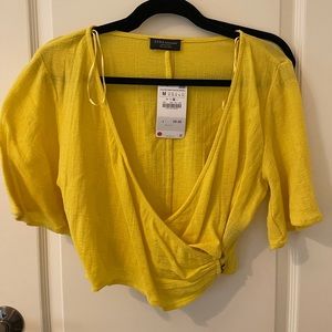 Zara yellow crossed top